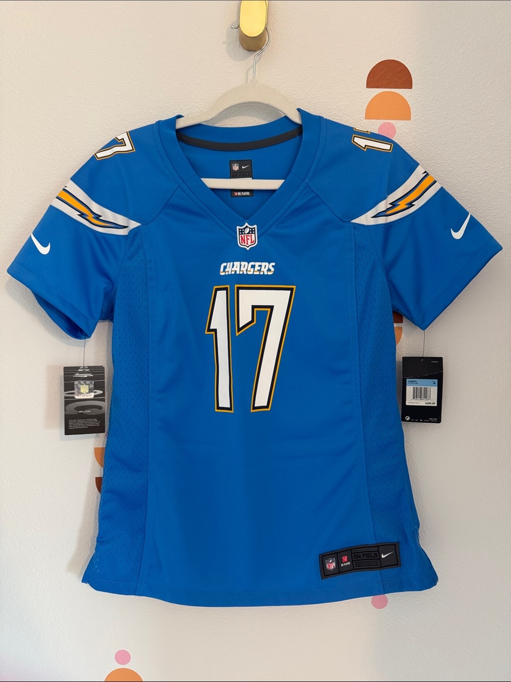 Nike Chargers Blue #17 Replica Jersey with White & Gold Accents N0129